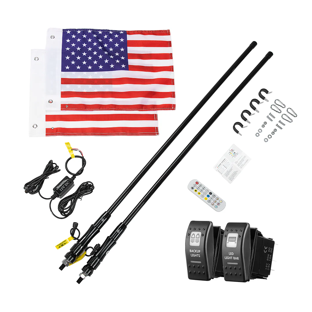 3FT Black Limited LED Whip Light with RF Remote Control 2pcs - Image 12