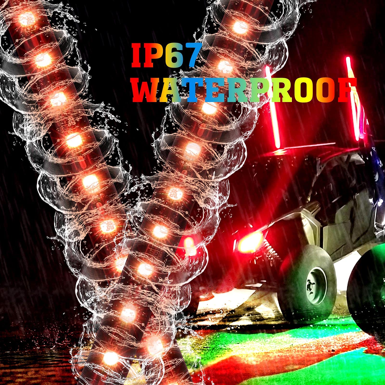 3FT Black Limited LED Whip Light with RF Remote Control 2pcs - Image 3