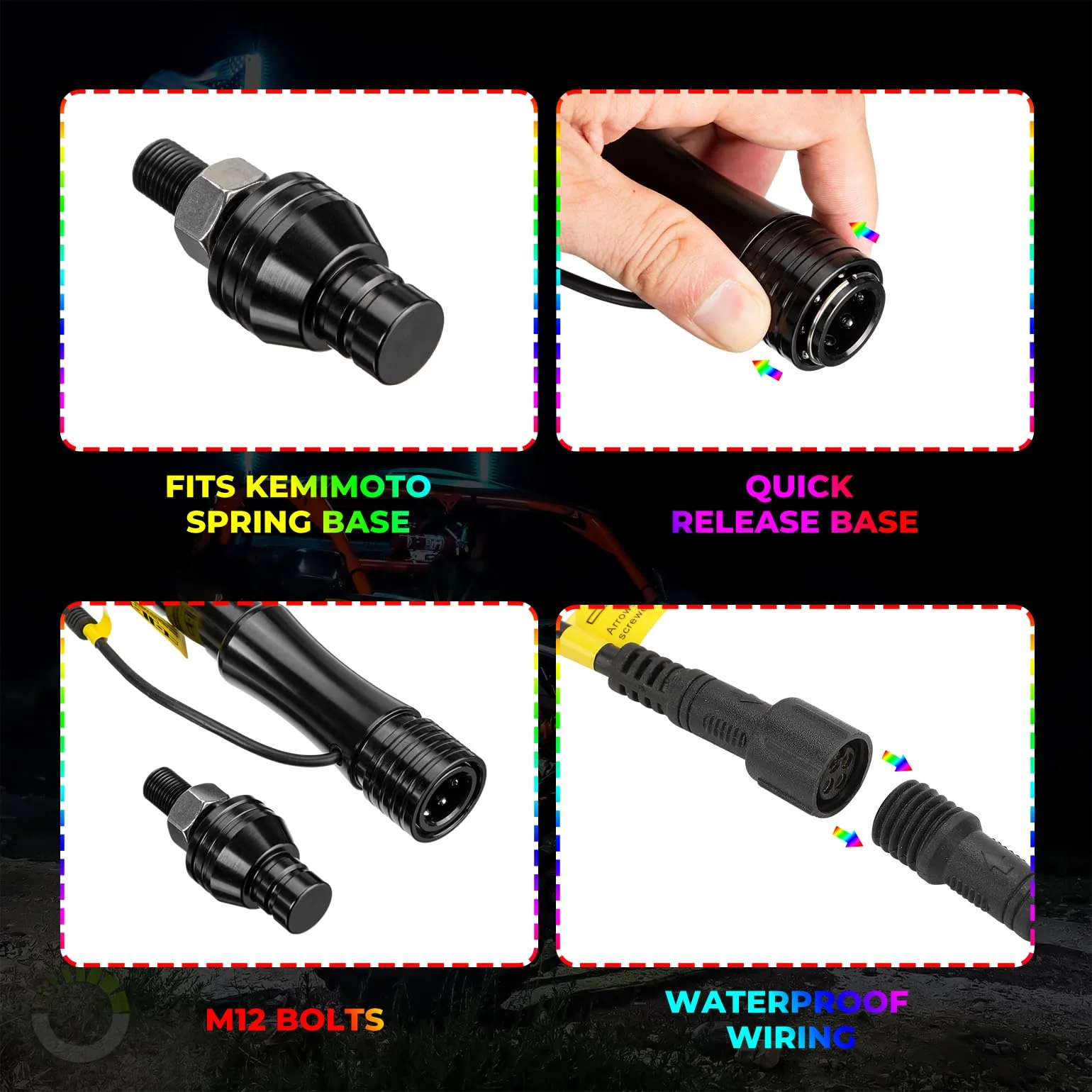 3FT Black Limited LED Whip Light with RF Remote Control 2pcs - Image 5