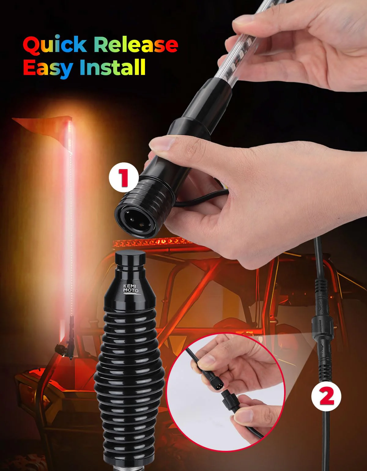 2PCS 5FT UTV Whip Lights with Spring Bases - Image 5