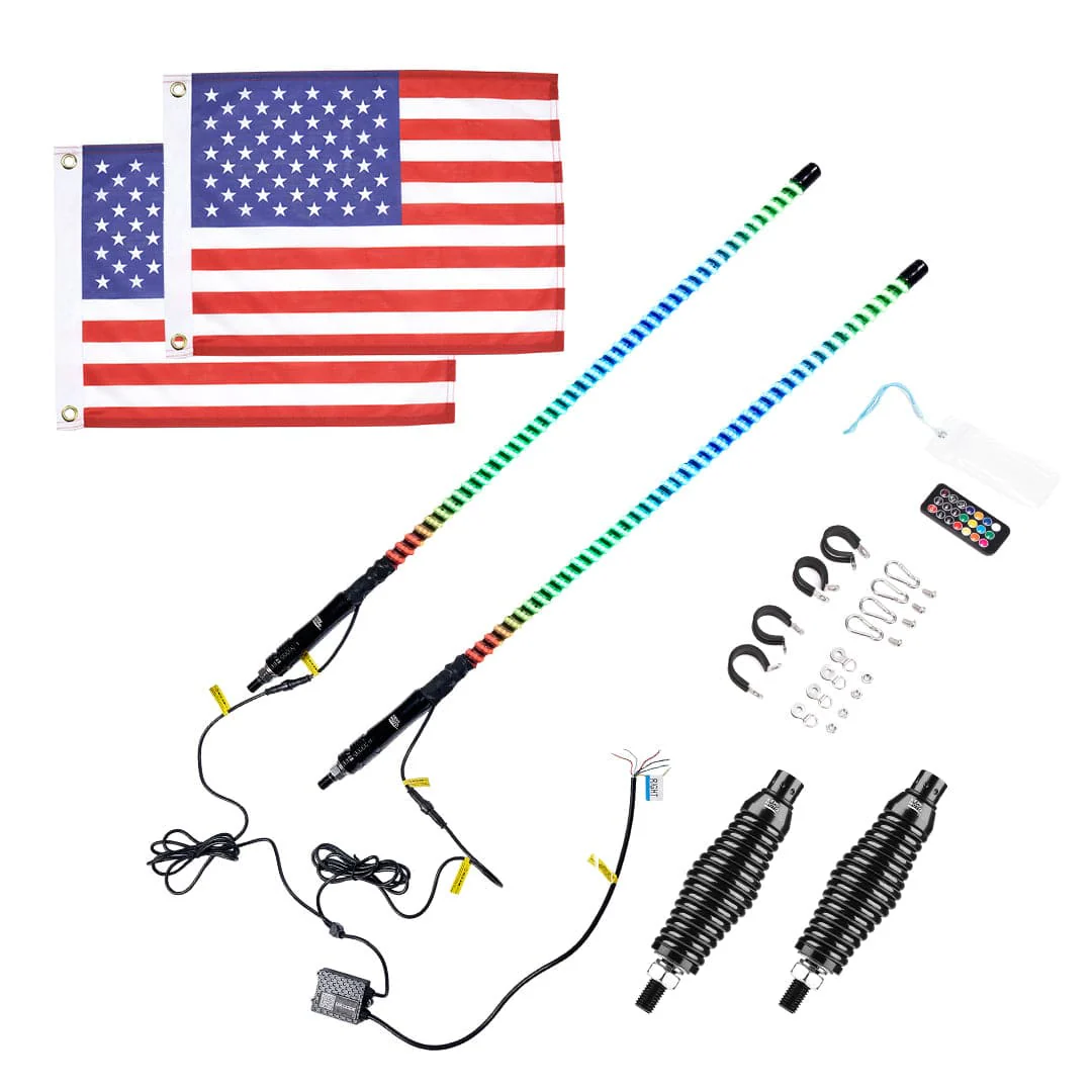 2PCS 3FT COB Whip Lights w/ App & Remote Control for UTV ATV Boats - Image 10