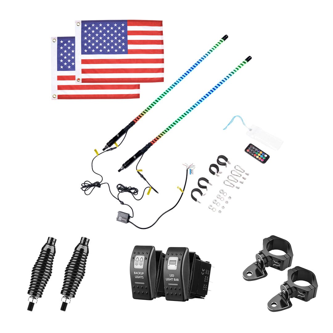 2PCS 3FT COB Whip Lights w/ App & Remote Control for UTV ATV Boats - Image 8