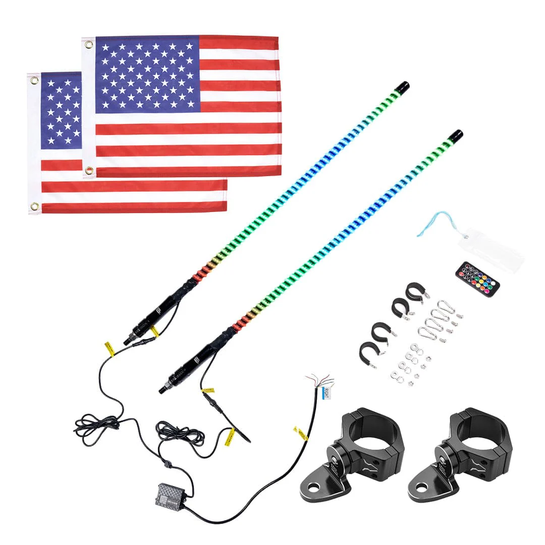 2PCS 3FT COB Whip Lights w/ App & Remote Control for UTV ATV Boats - Image 9