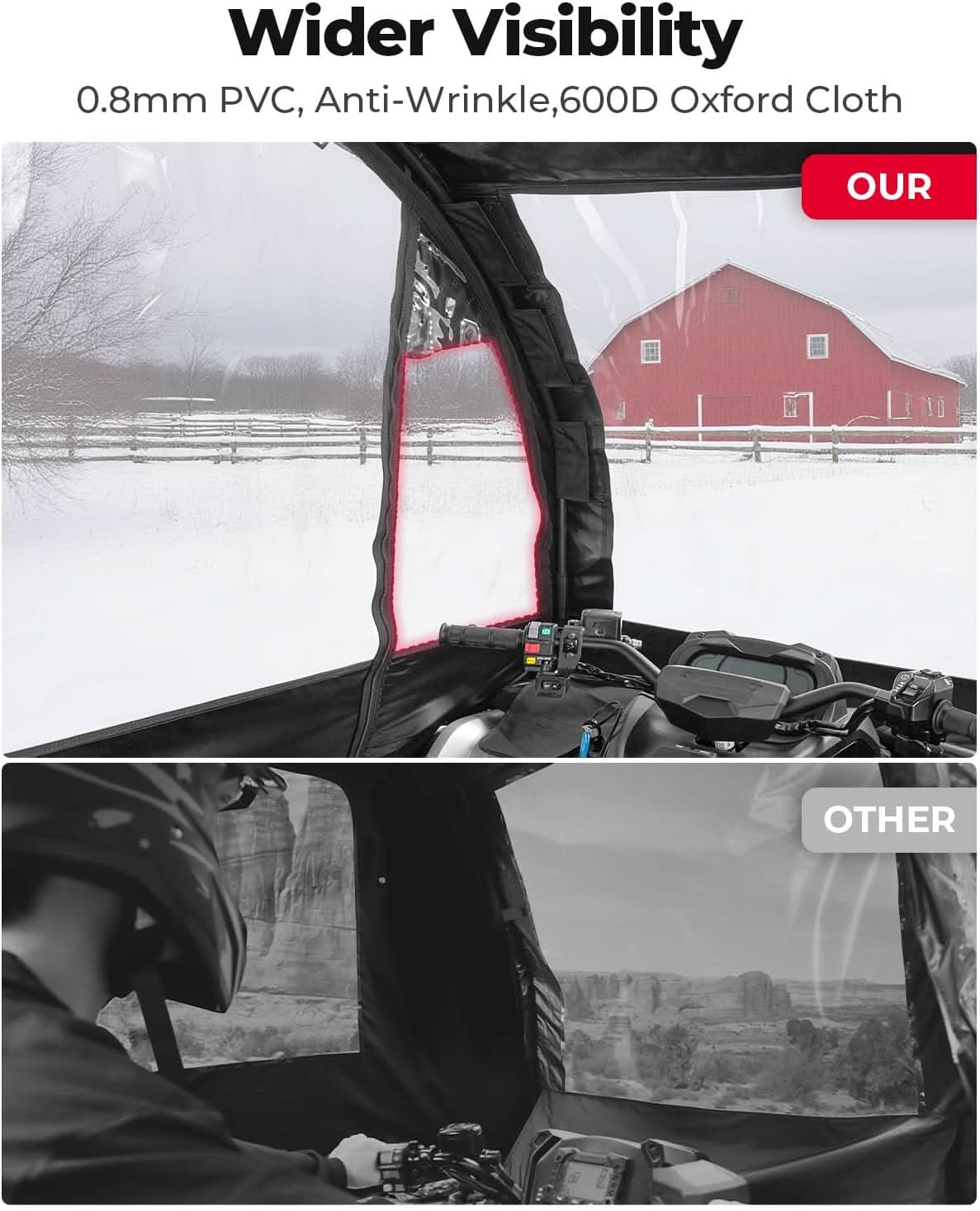3-in-1 Extra Large ATV Cab Enclosure for Polaris, Can-Am, Kawasaki, Arctic Cat, CFMOTO - Image 5