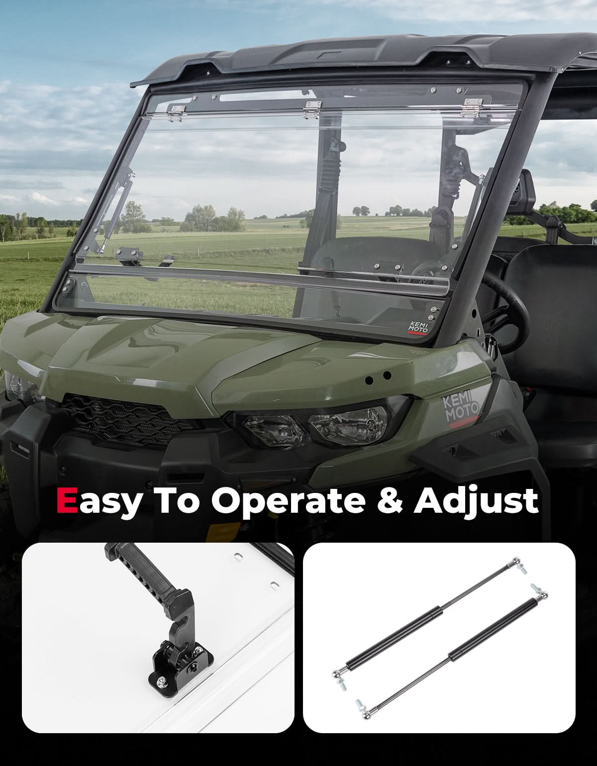 3-in-1 Flip Scratch-Resistant Windshield for Can-Am Defender & Defender Max HD5/HD8/HD10 - Image 5