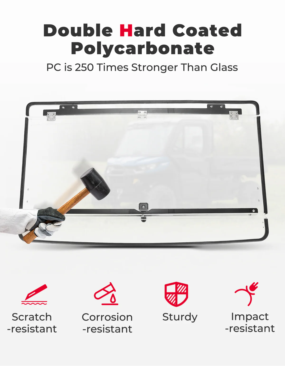 2-in-1 Flip Windshield 1/5" Thick Polycarbonate for Can-Am Defender HD5/8/10 - Image 3