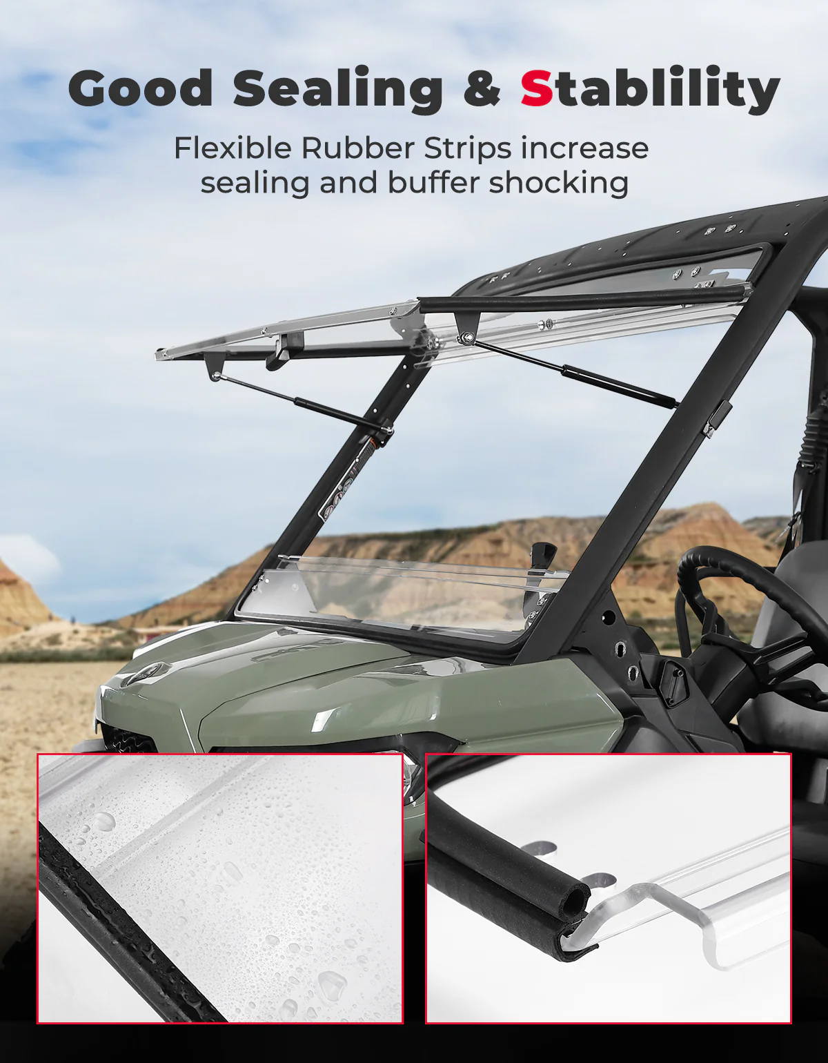 2-in-1 Flip Windshield 1/5" Thick Polycarbonate for Can-Am Defender HD5/8/10 - Image 5