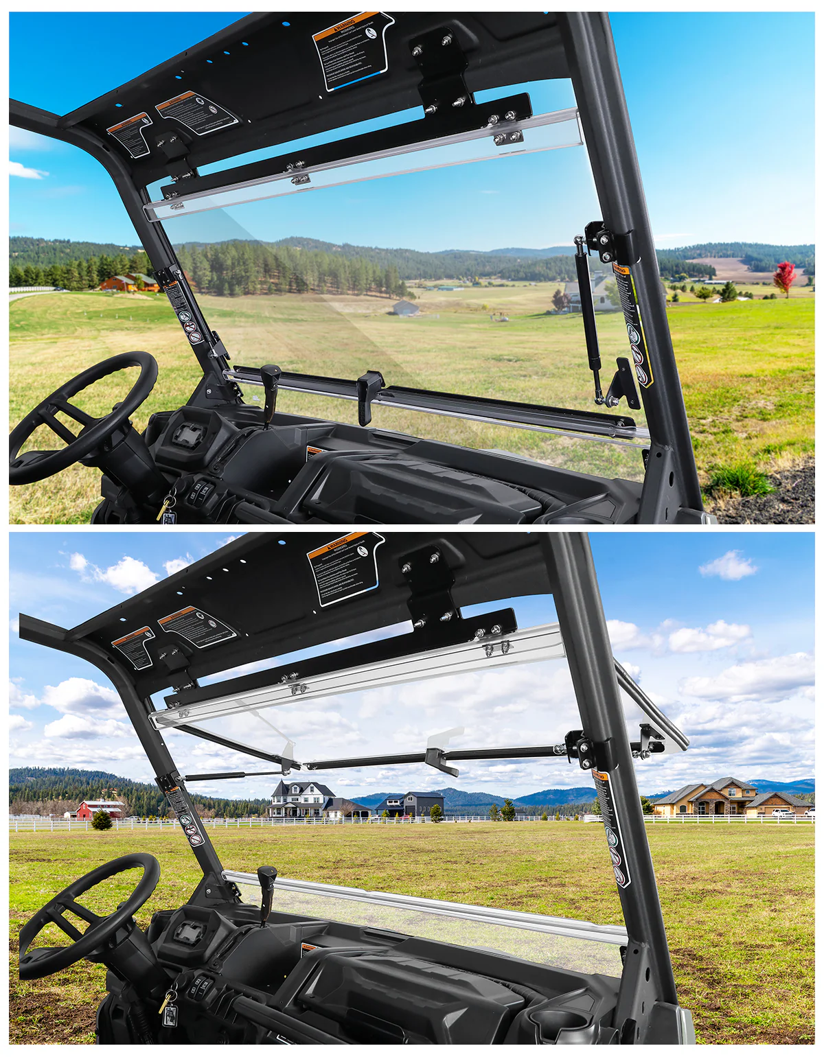 2-in-1 Flip Windshield 1/5" Thick Polycarbonate for Can-Am Defender HD5/8/10 - Image 7