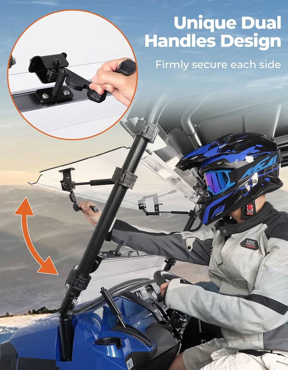 3-in-1 Flip Windshield For Kawasaki Mule Pro FXT - Image 3