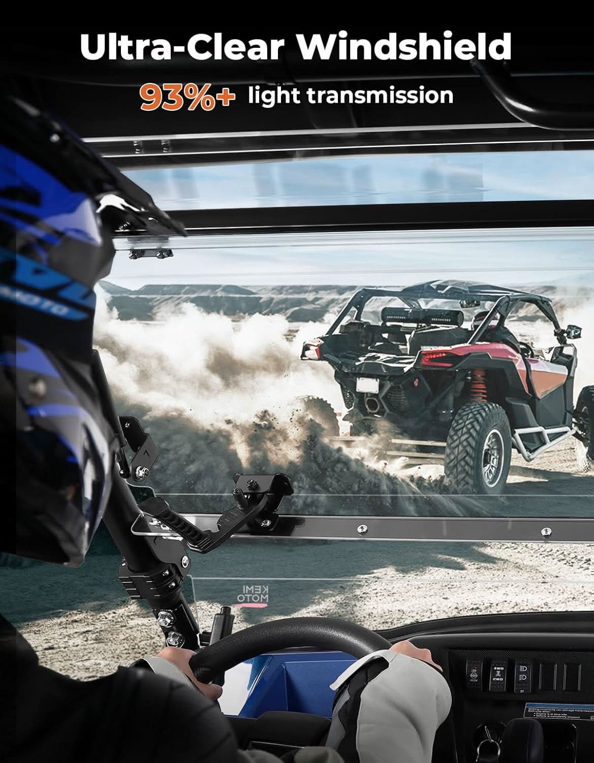 3-in-1 Flip Windshield For Kawasaki Mule Pro FXT - Image 5