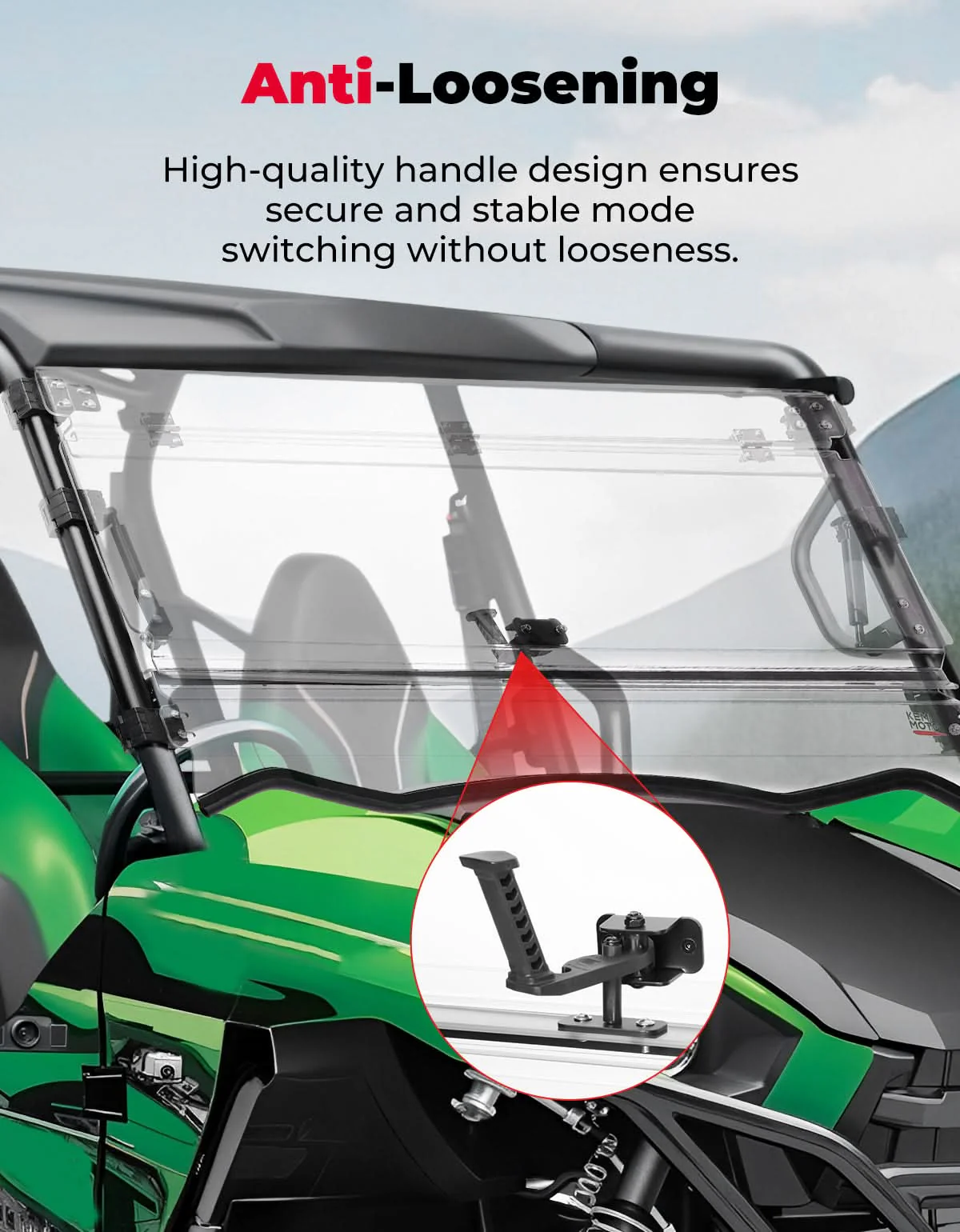3-in-1 Flip Windshield For Kawasaki Teryx - Image 4