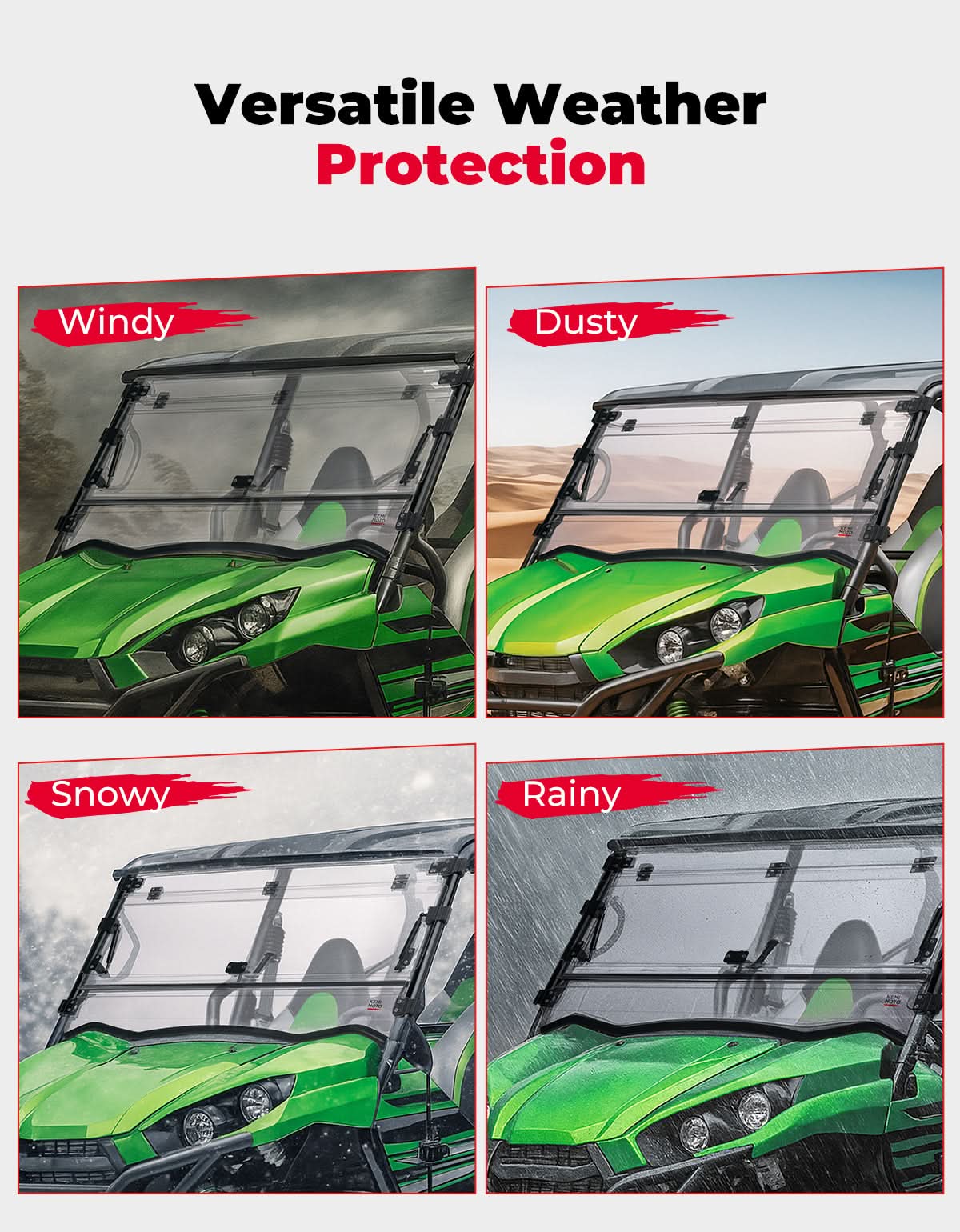 3-in-1 Flip Windshield For Kawasaki Teryx - Image 7