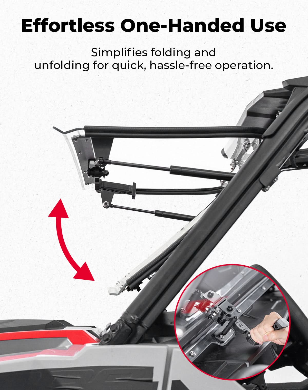 3-IN-1 Front Flip Windshield for Polaris General 1000, XP 1000, 4 1000 2016-2026 - Image 3