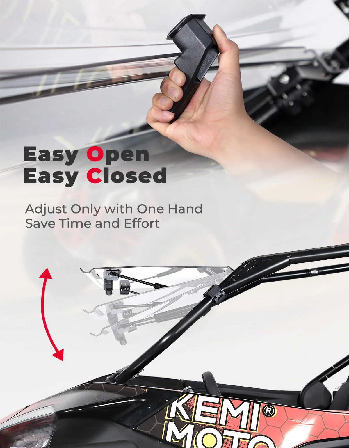 3-in-1 Folding Half Flip Windshield for CFMOTO ZForce 950 - Image 4