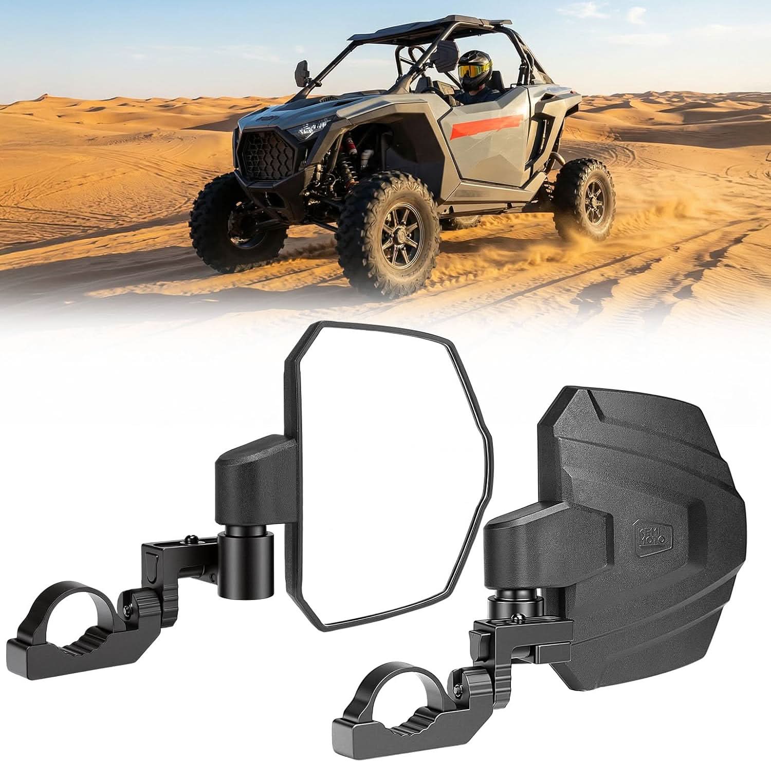 3 in 1 Large Side Mirrors Fit in 1.65-2" Roll-Bar For RZR|X3|Pioneer|Uforce - Image 8