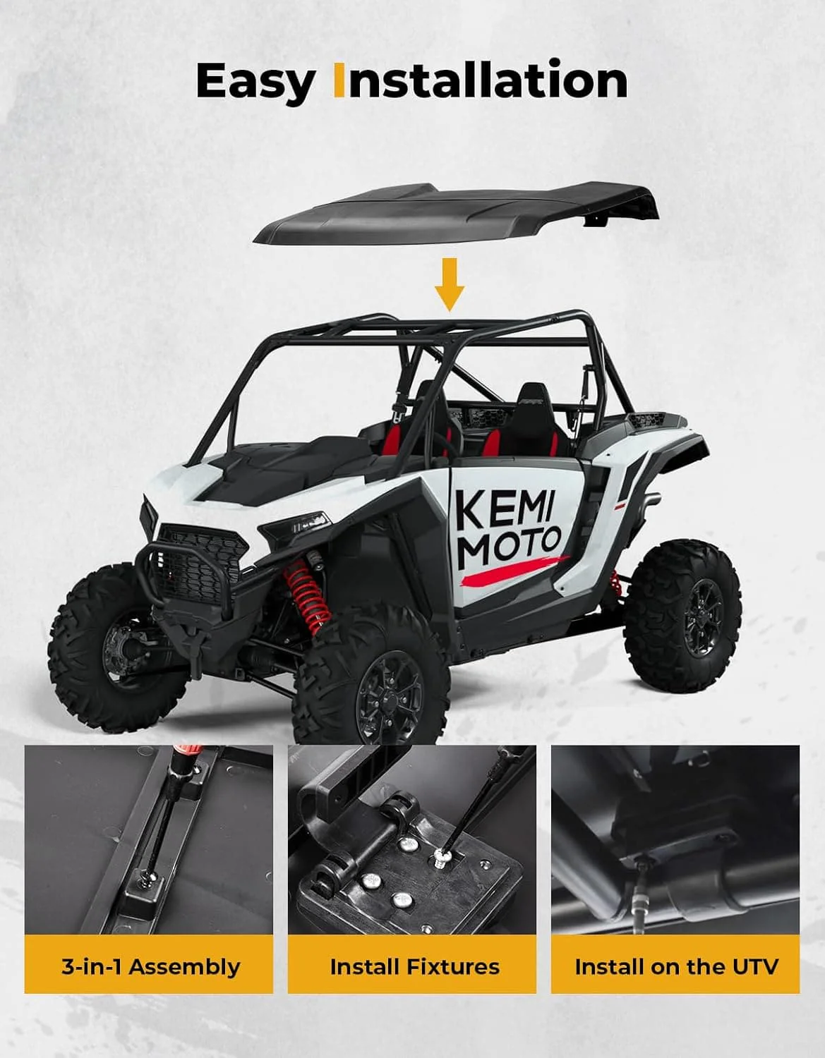 3-in-1 UTV Roof Hard Top for Polaris RZR XP 1000 2024-2025 - Image 4