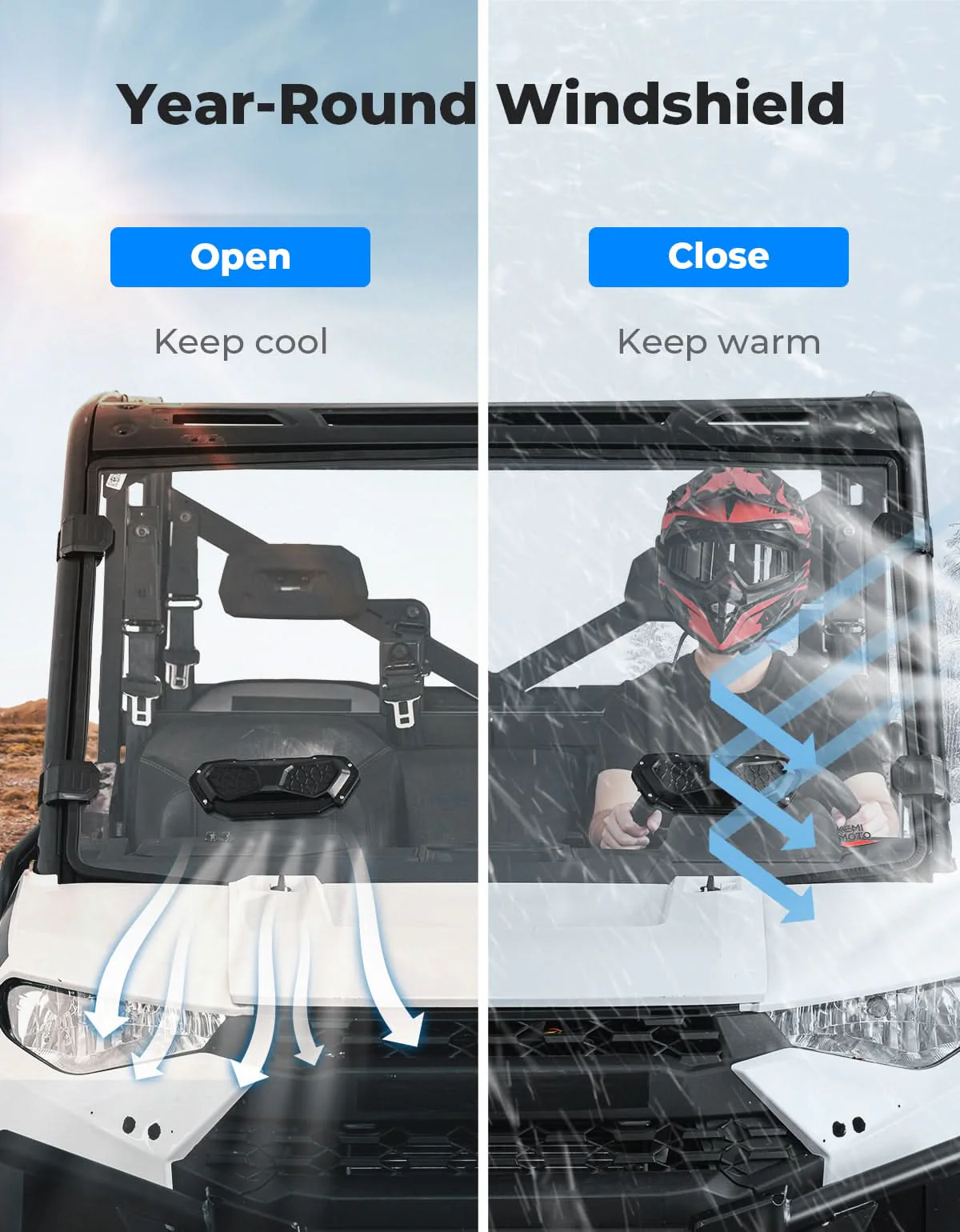 3-in-1 Vented Windshield for Polaris Ranger 1000 & XP 900/1000 (2014-2026) - Image 2