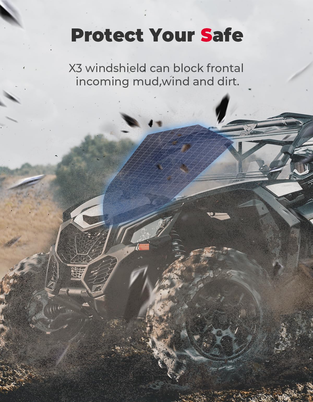 3-Piece PC Front Full Windshield for Can-Am Maverick X3/MAX - Image 3