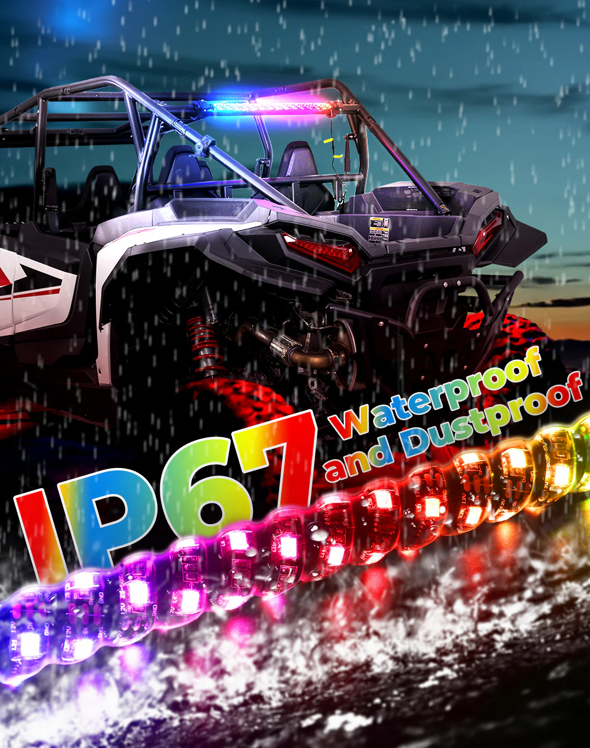 30" LED Chase Light Bar fit 1.5” Roll Cage for Polaris RZR, Can-Am Maverick X3 - Image 3