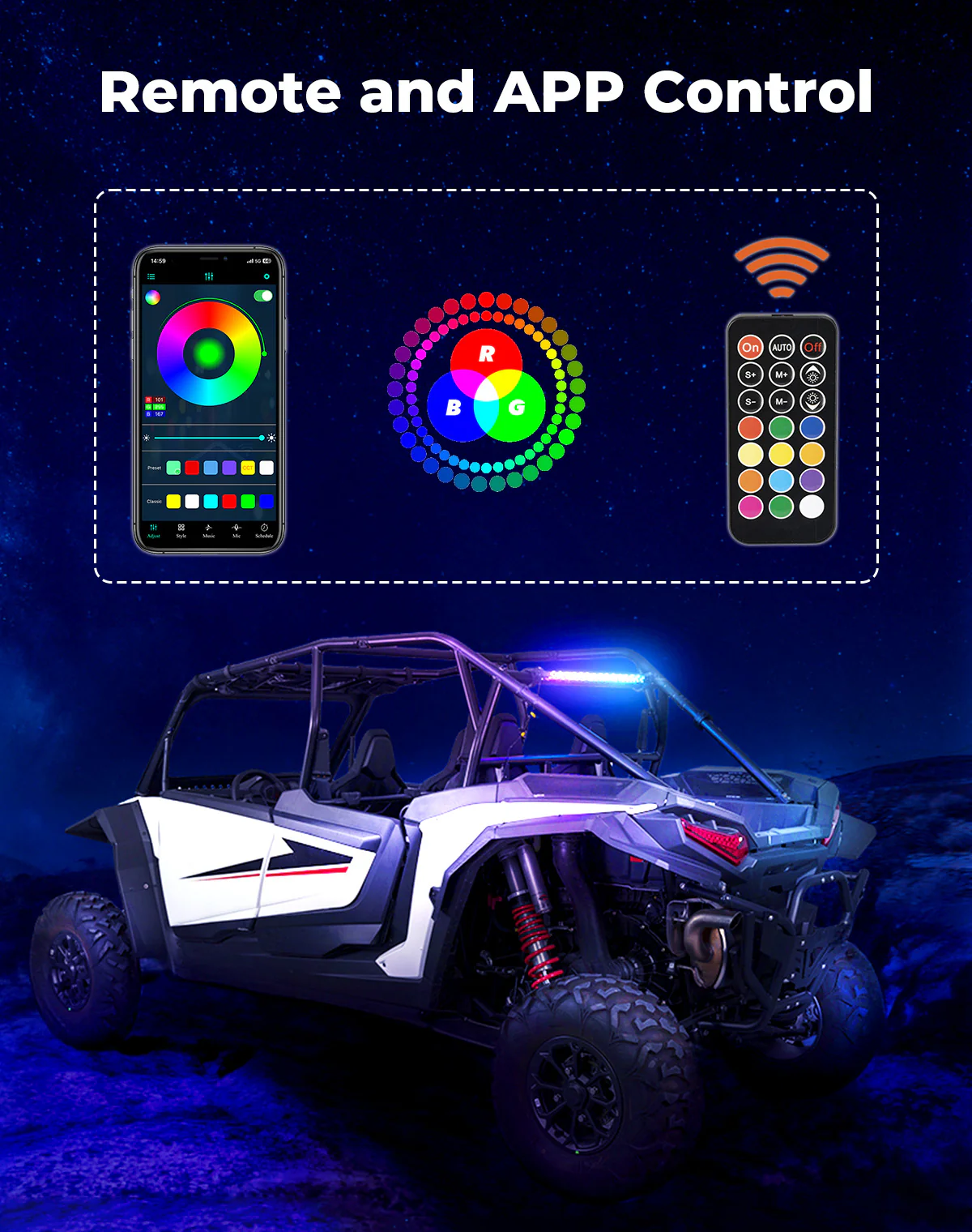 30" LED Chase Light Bar fit 1.5” Roll Cage for Polaris RZR, Can-Am Maverick X3 - Image 6