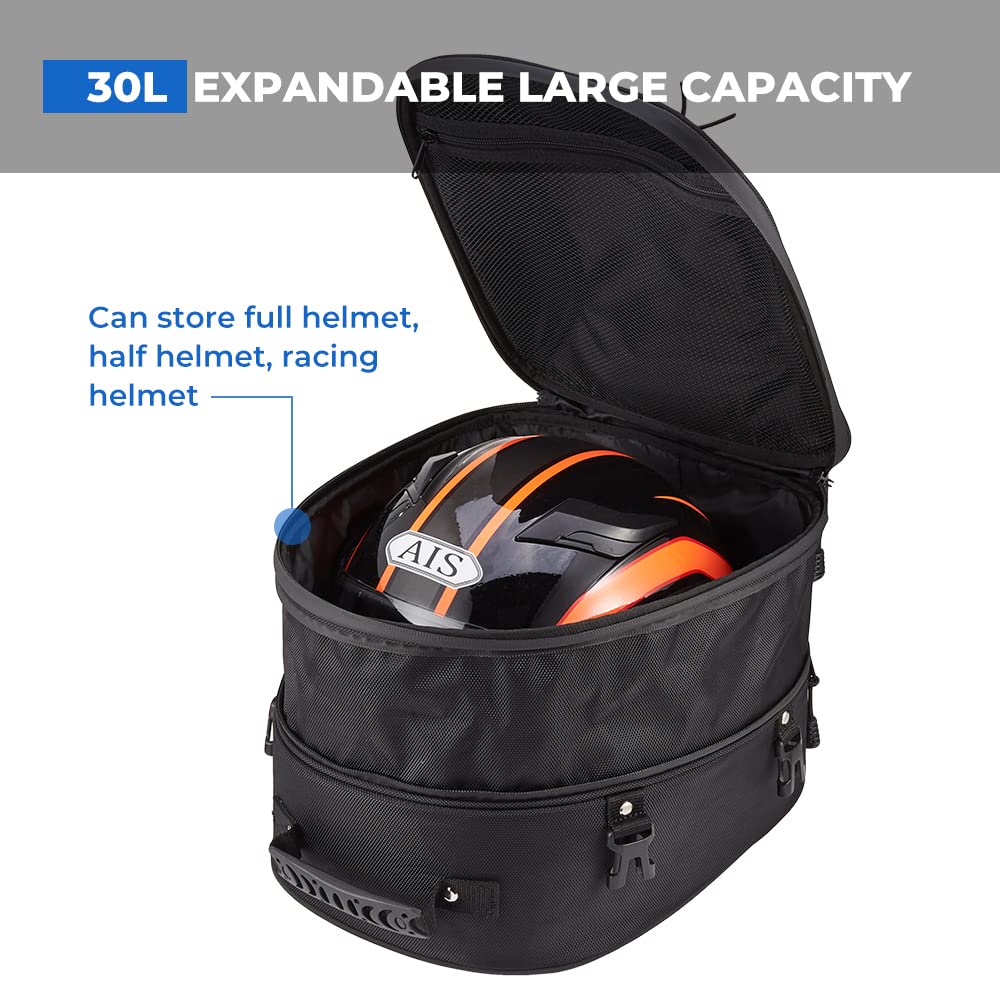 30L Expandable Tail Bag with Waterproof Cover, Helmet Bag - Image 3
