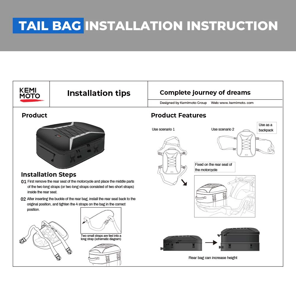 30L Expandable Tail Bag with Waterproof Cover, Helmet Bag - Image 6