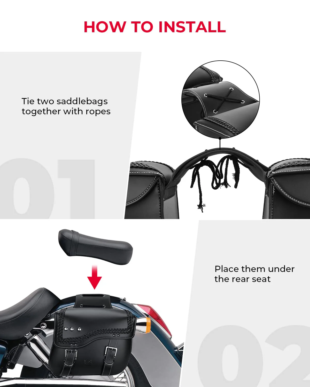 30L Motorcycle Synthetic Leather Saddlebag for Sportster Softail - Image 5