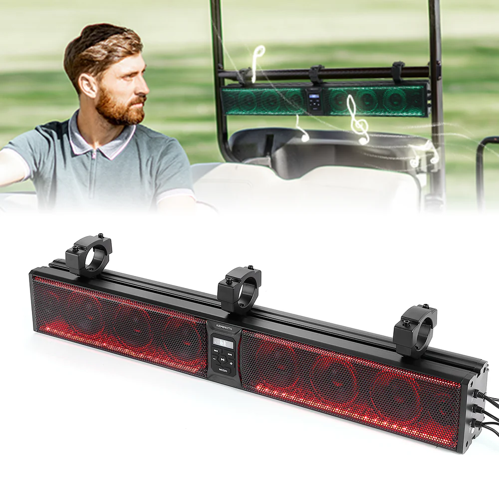 33 Inch 8-Speaker RGB Bluetooth Sound Bar for Golf Carts