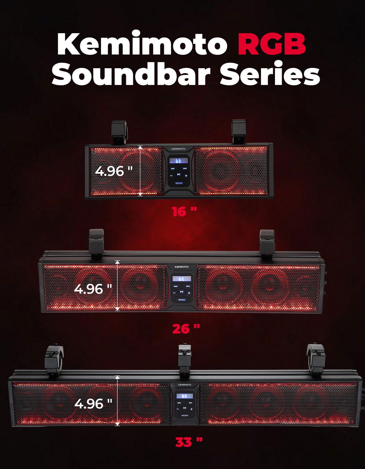 33 Inch 8-Speaker RGB Bluetooth Sound Bar for Golf Carts - Image 4