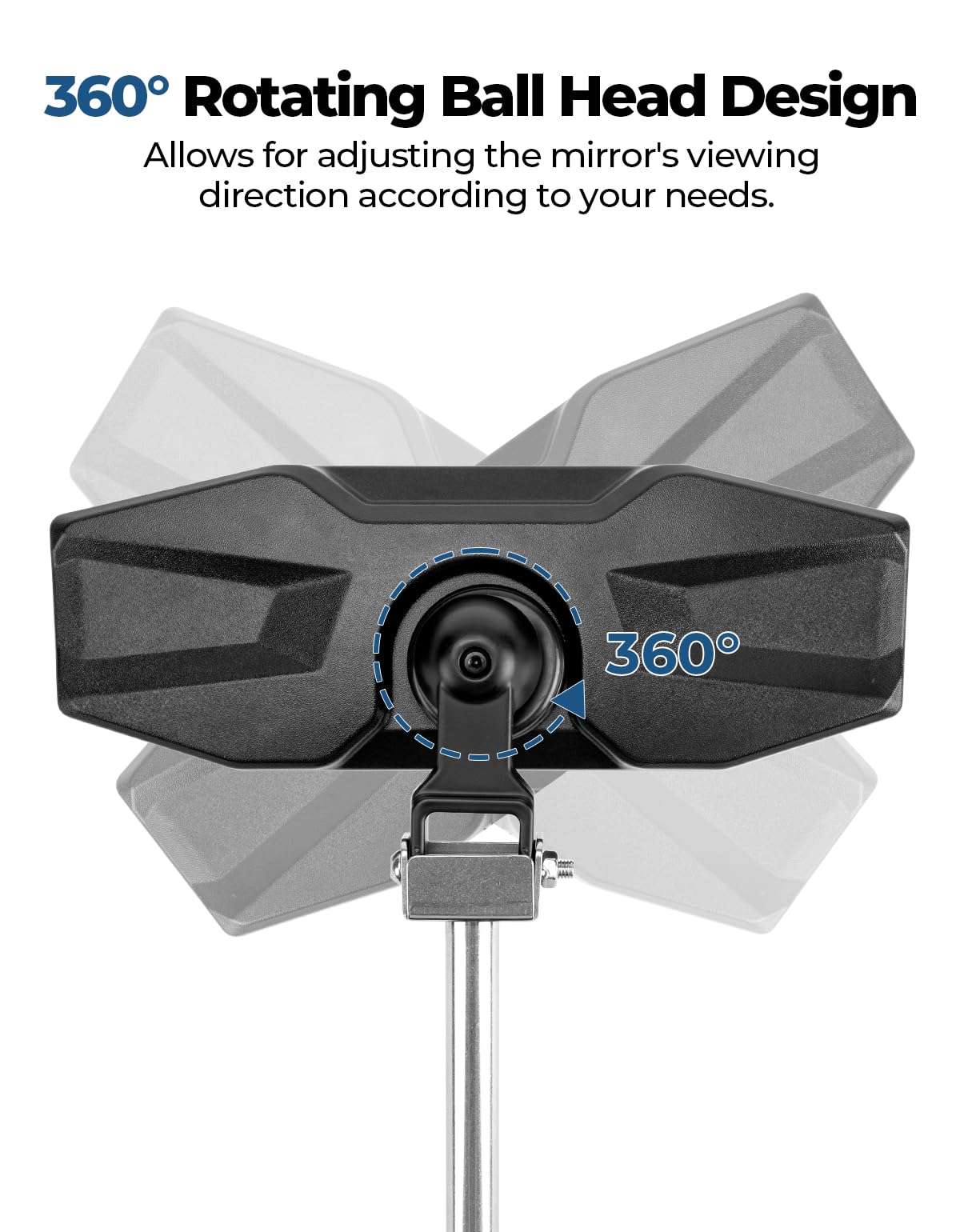 360° Adjustable Boat Rear Mirror with Telescoping Pole 4.5"x8" - Image 11