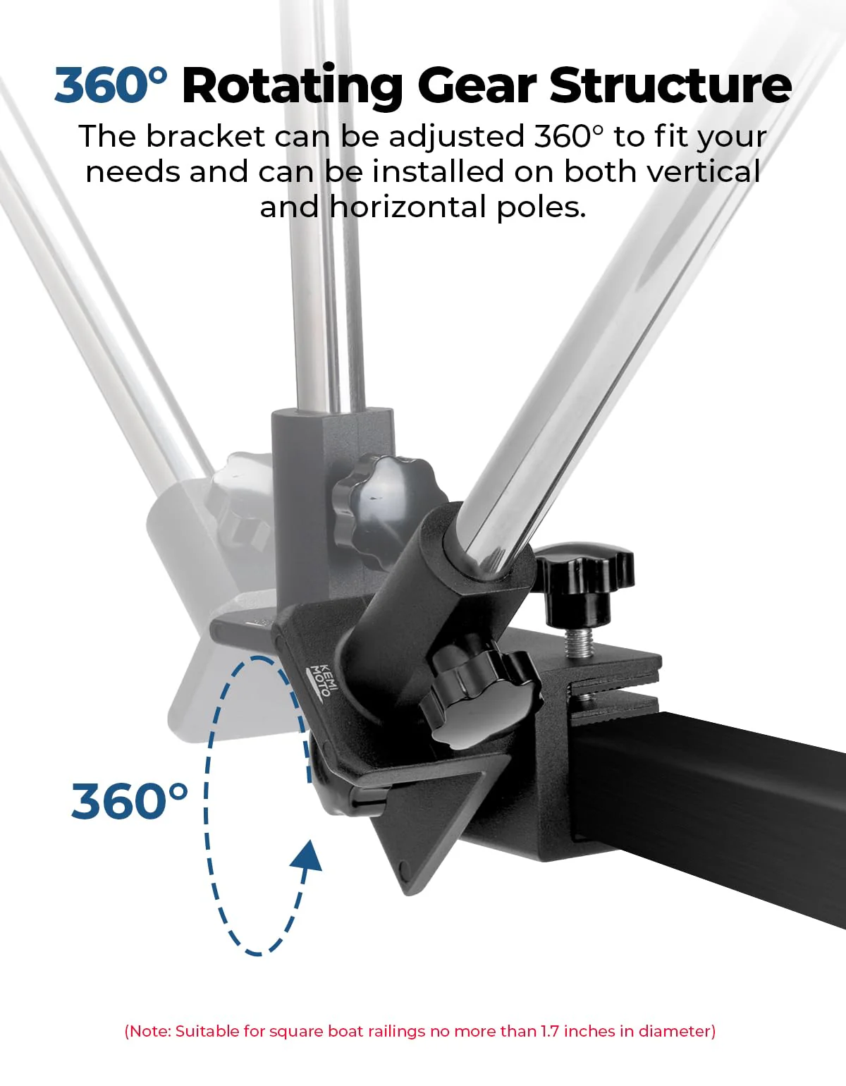 360° Adjustable Boat Rear Mirror with Telescoping Pole 4.5"x8" - Image 3