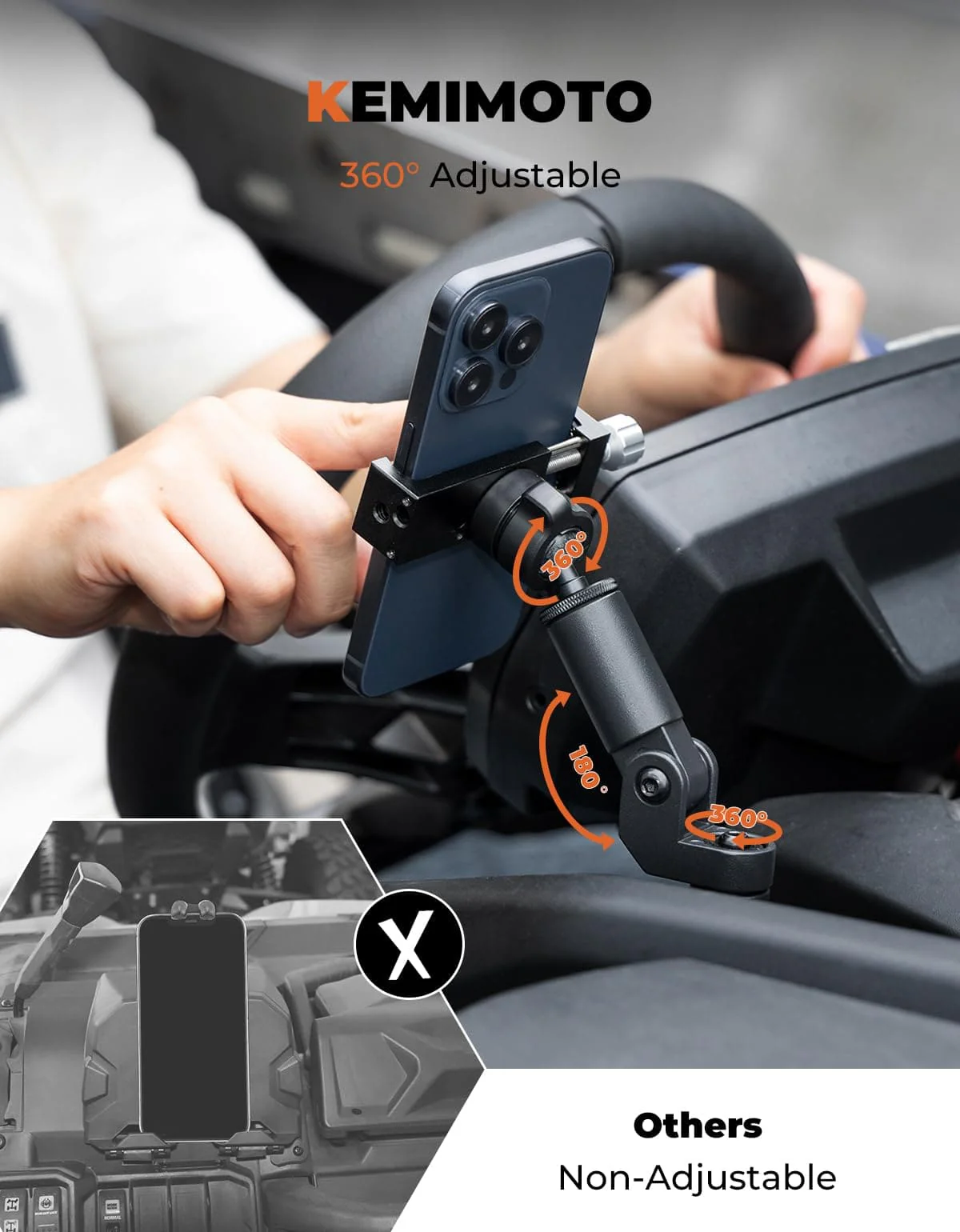 360° Adjustable CNC Phone Mount for Can-Am Maverick X3/MAX - Image 2