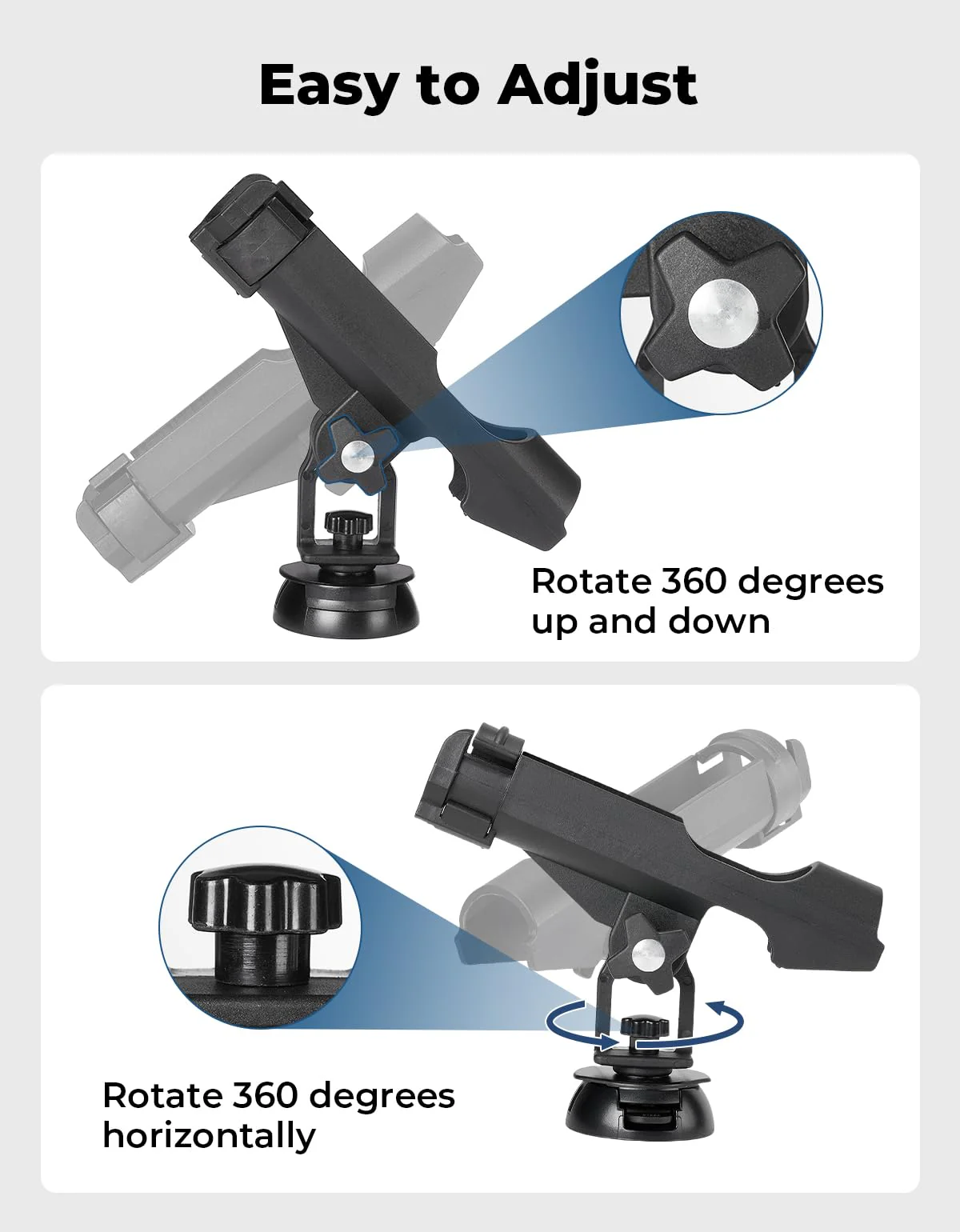 360° Adjustable Kayak Fishing Rod Holder with T-Shaped Screw - Image 3
