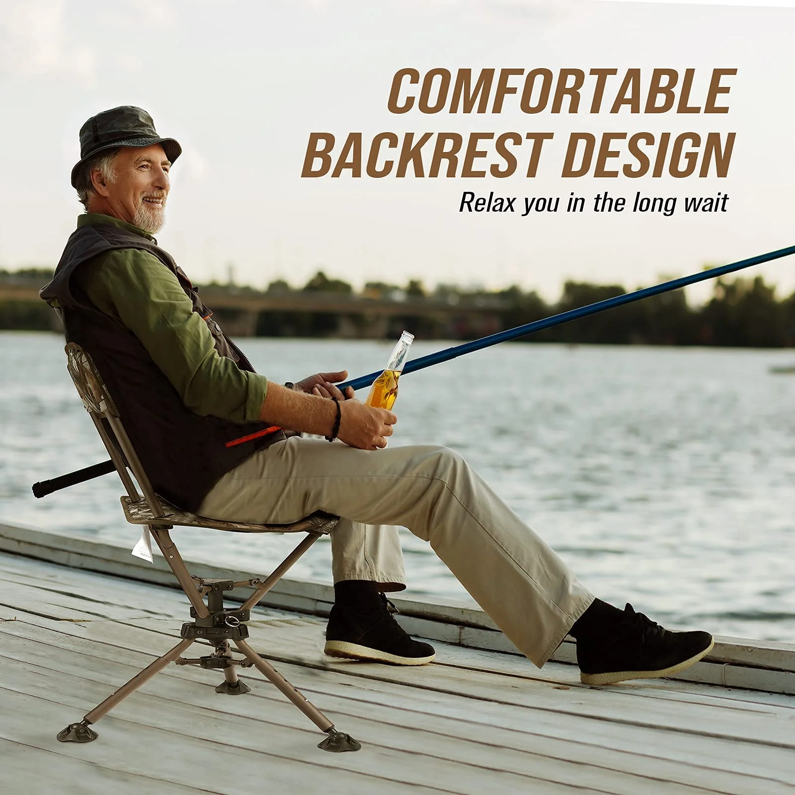 360° Tripod Swivel Hunting Chair with Backrest - Image 7