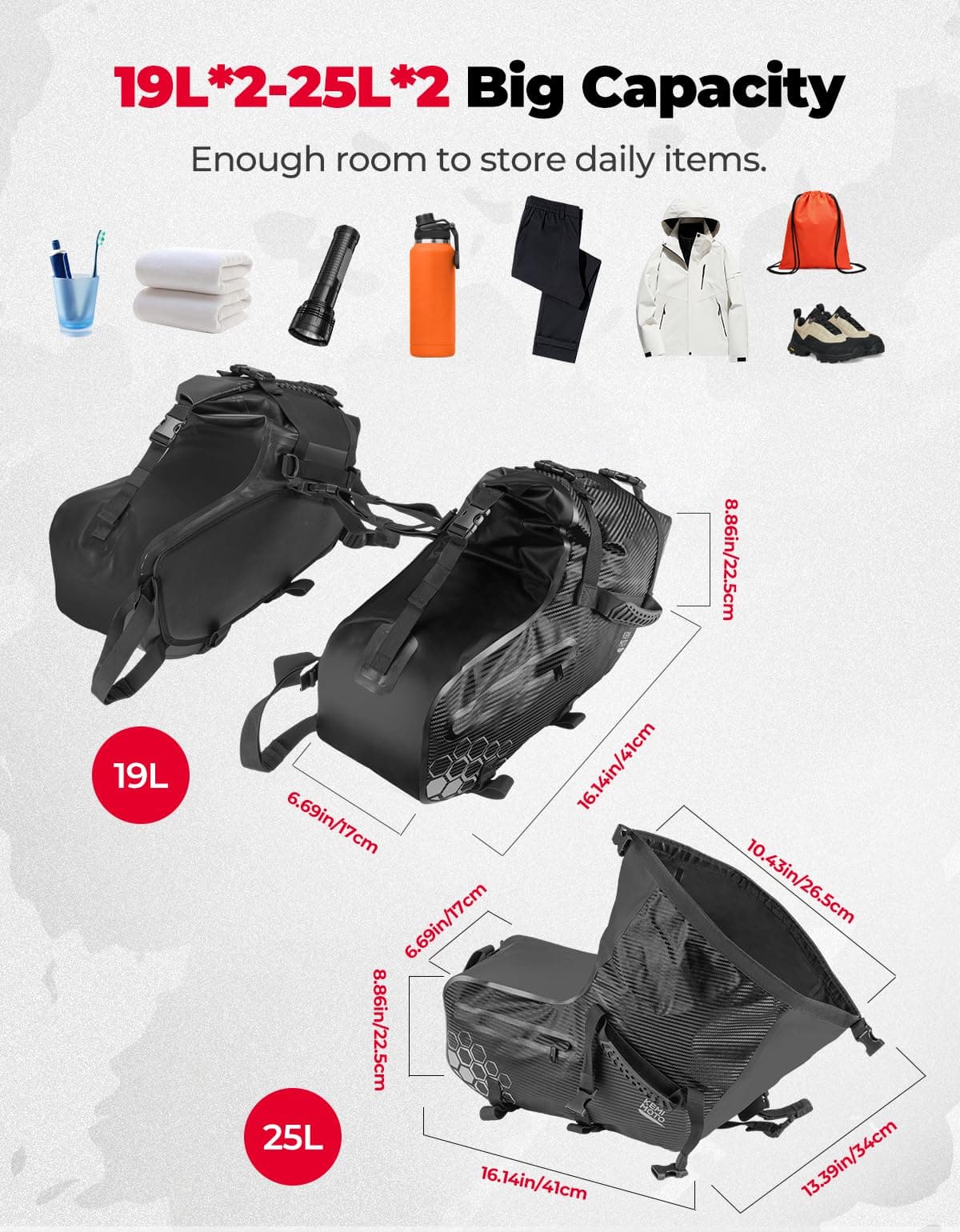 38L Universal Motorcycle Saddlebags for Sportster, Softail, Dyna - Image 4