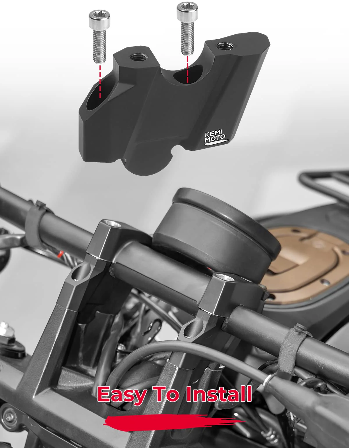 38mm Motorcycle Handlebar Rise Bar Mount Clamp Kit - Image 5