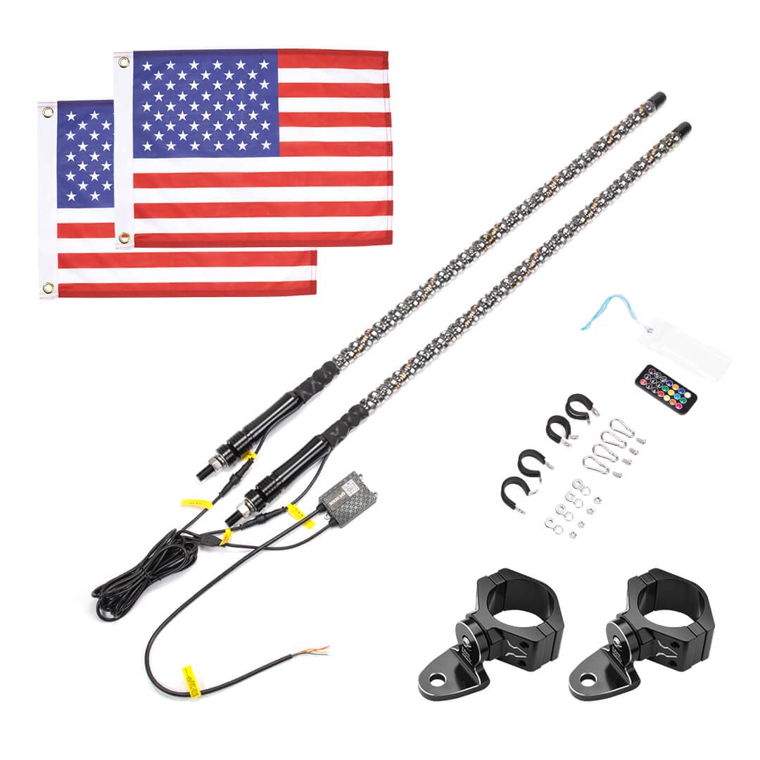 3FT 2PCS Spiral Whip Light Bluetooth Control for Can-Am Maverick X3 - Image 8