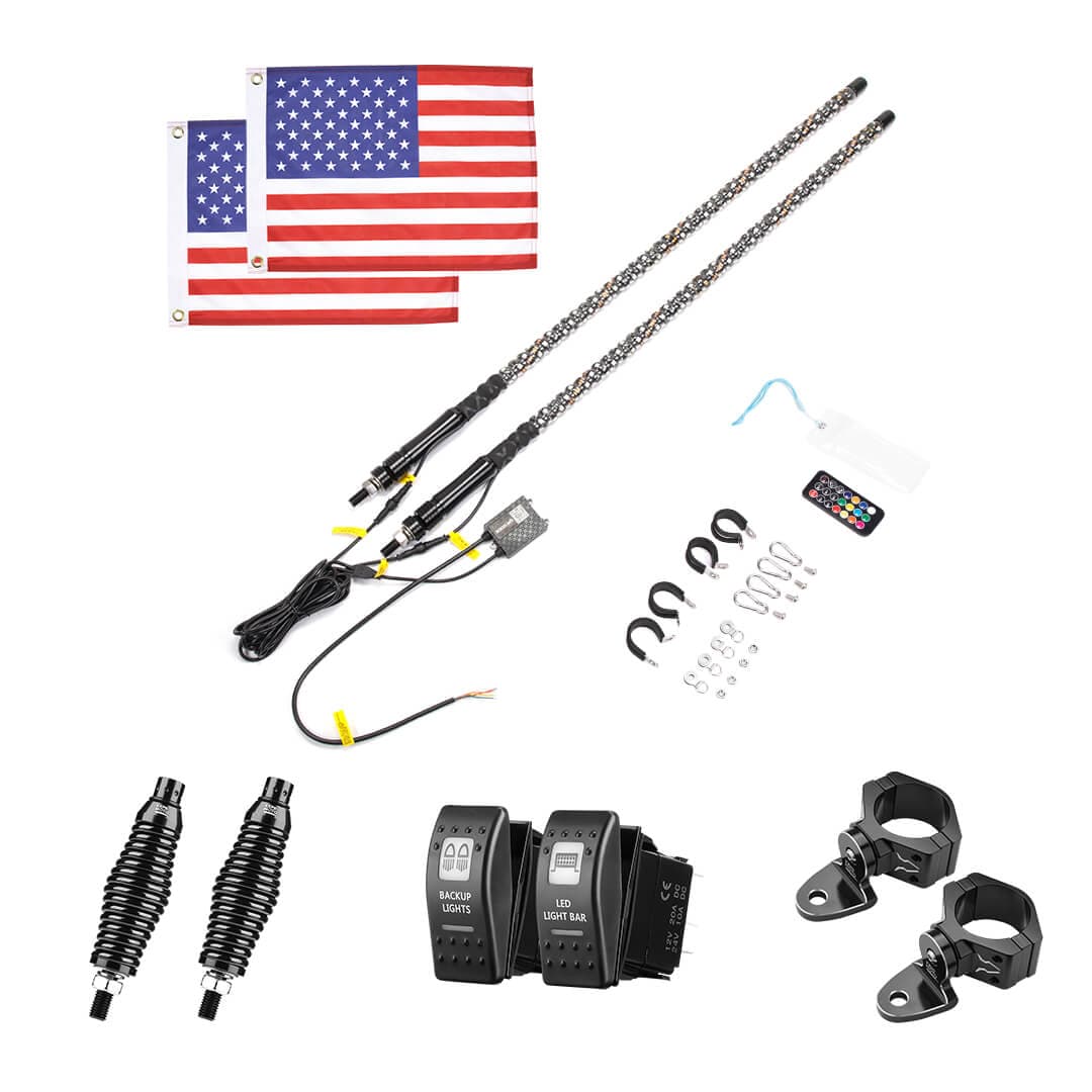 3FT 2PCS Spiral Whip Light Bluetooth Control for Can-Am Maverick X3 - Image 9