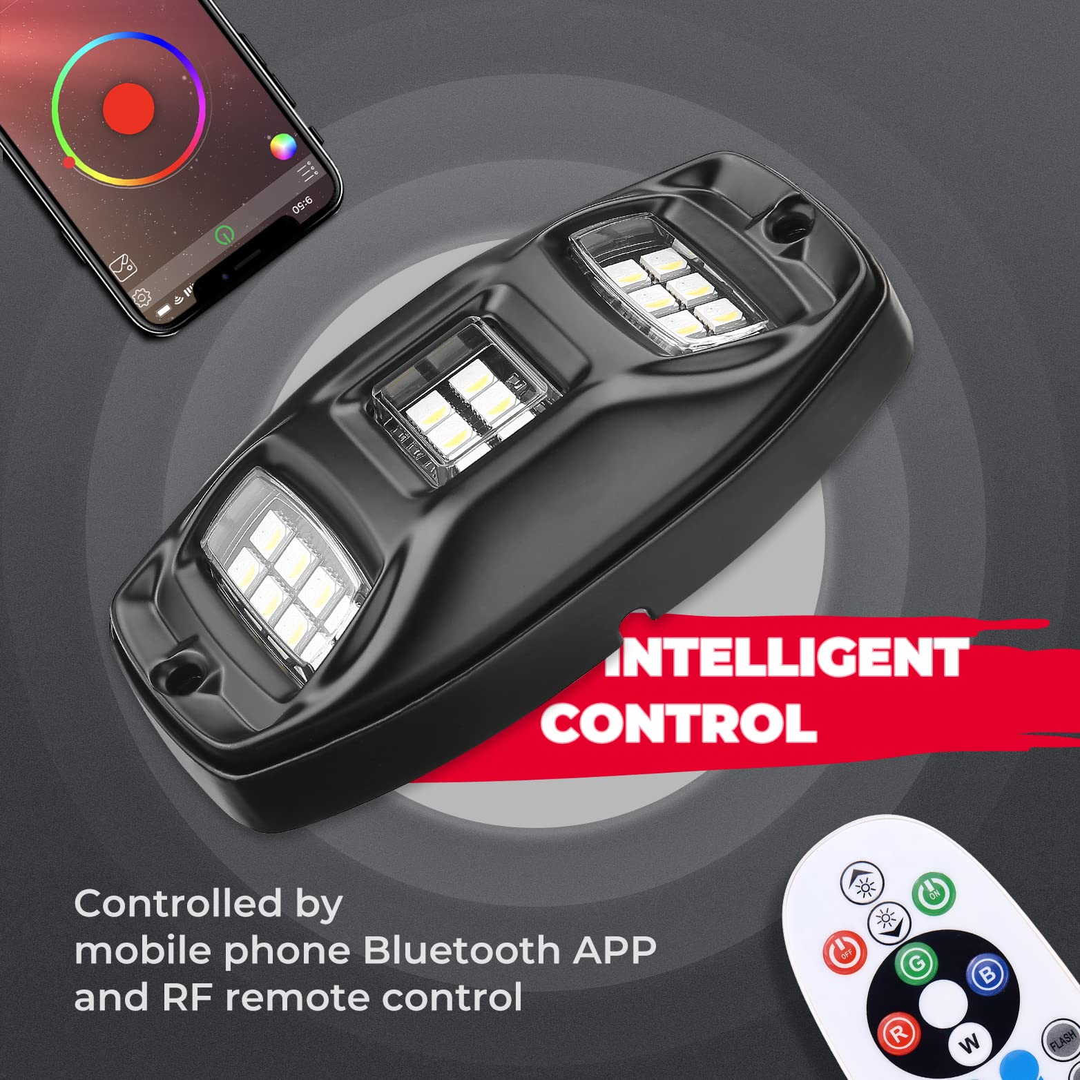 3FT COB Whip Lights & RGB Rock Light Kit for UTV ATV Jeep - Image 11