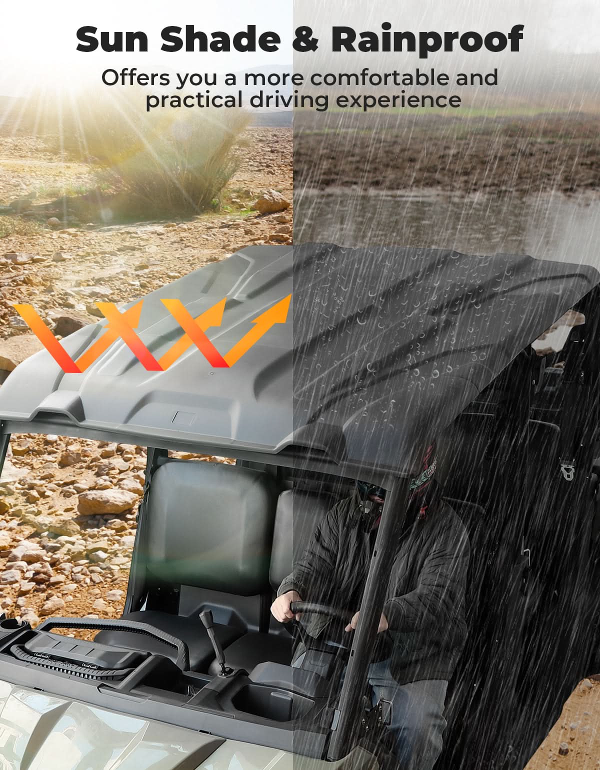 4 Pieces Sport Hard Roof Top for Can-Am Defender Max - Image 3