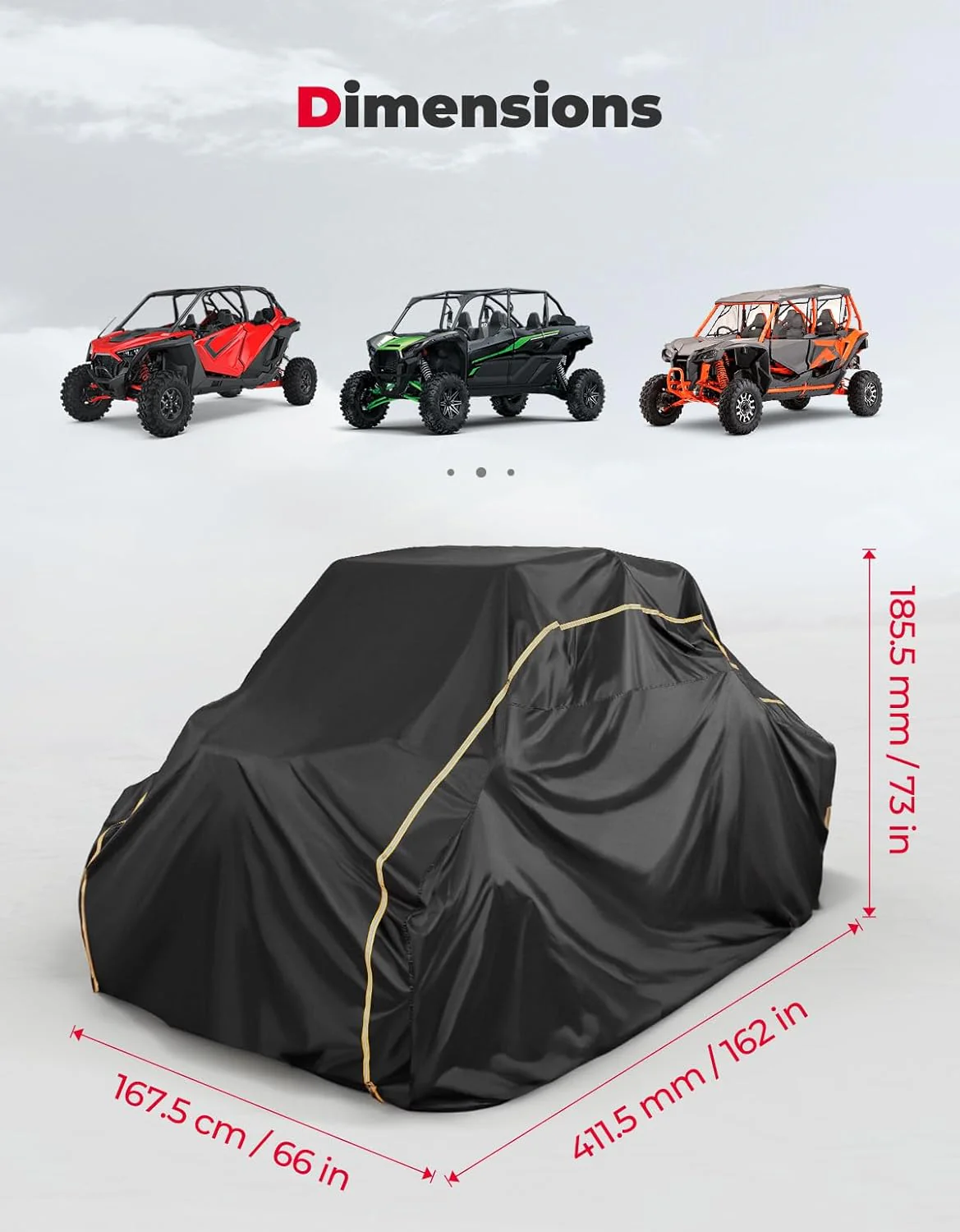 4-Seater UTV Cover for RZR / Ranger / Defender / UForce / Mule (M) - Image 7