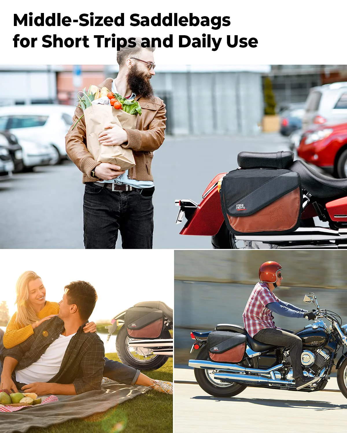 40L Motorcycle Side Saddle Bag with Protective Cover - Image 3