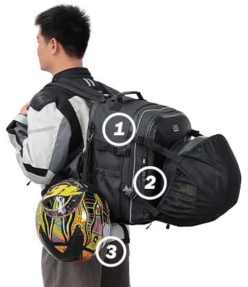 40L Waterproof Motorcycle Helmet Backpack, Hard Shell, USB Port - Image 7