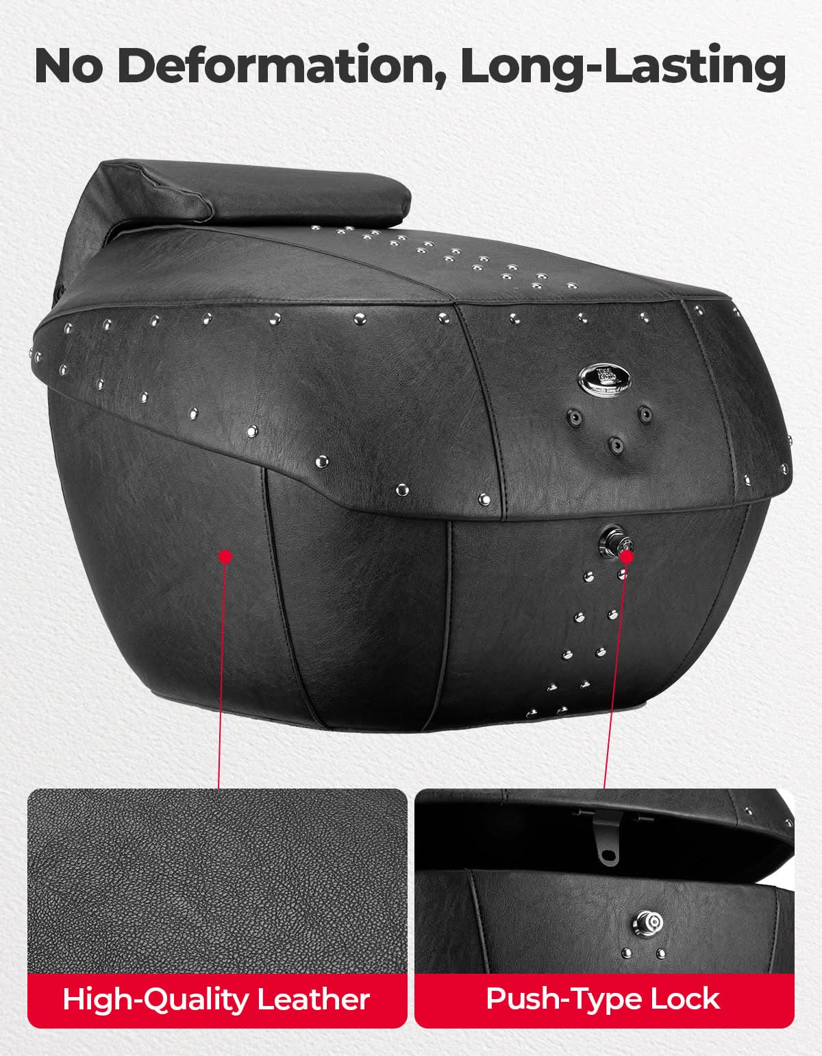 43L Waterproof Motorcycle Top Case Hard Shell - Image 2