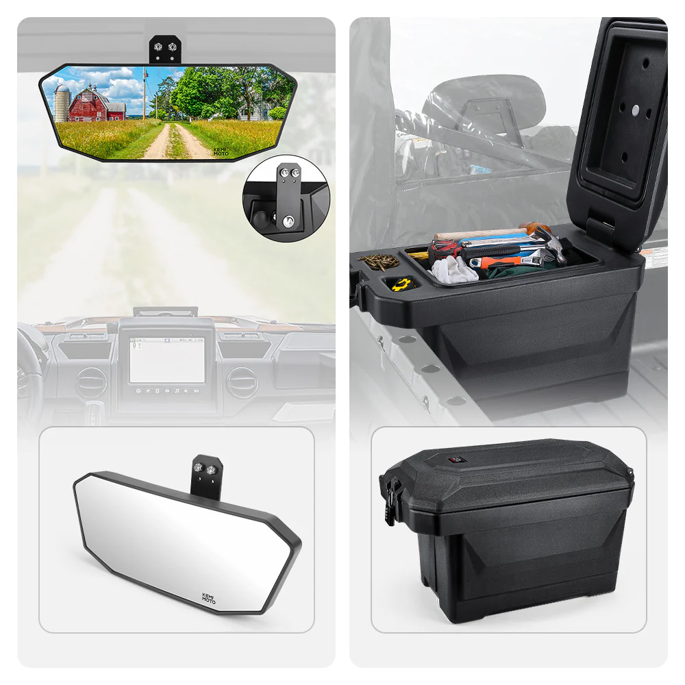 45L Storage box and Rear View Mirror for Polaris Ranger - Image 4