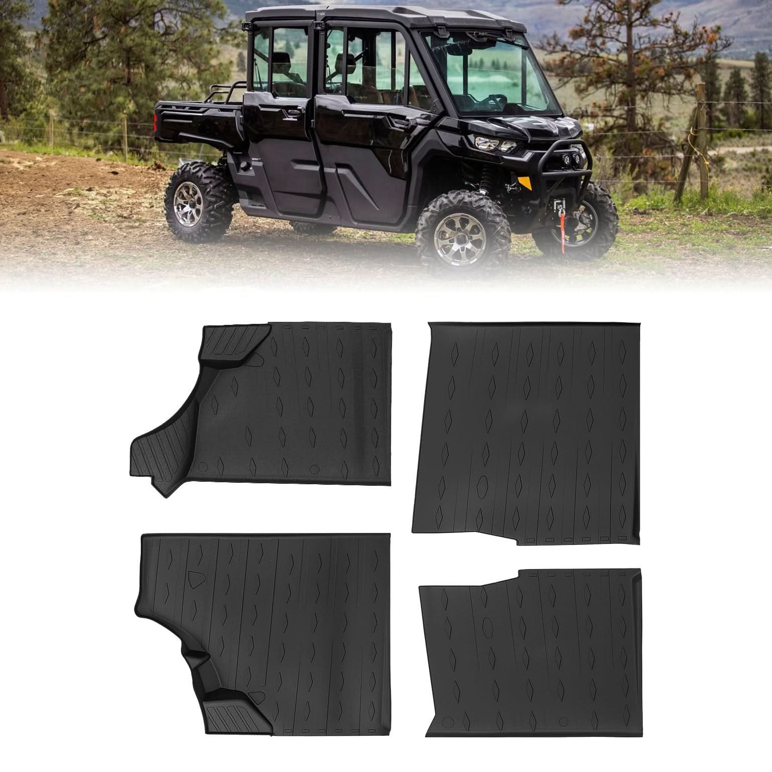 4PCS Floor Mats for Can-Am Defender MAX 2020–2025 All-Weather Rubber - Image 2