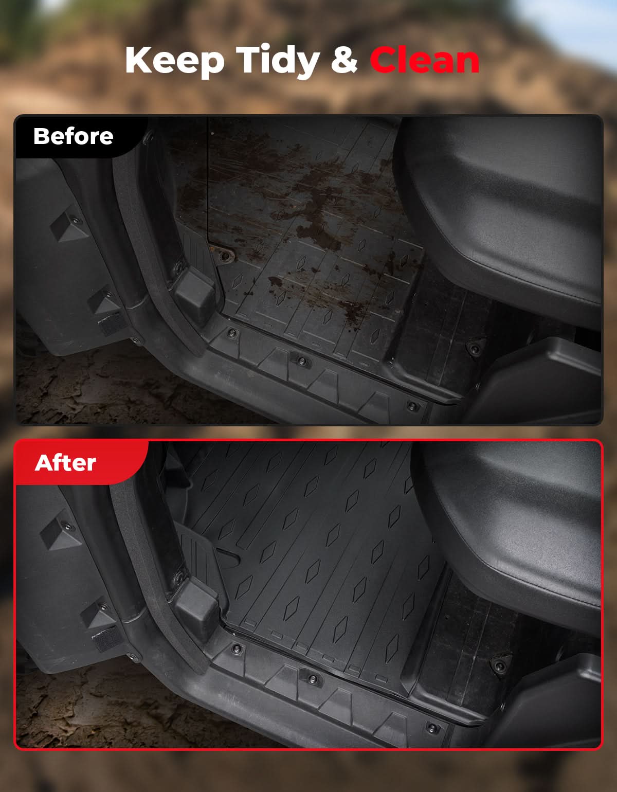 4PCS Floor Mats for Can-Am Defender MAX 2020–2025 All-Weather Rubber - Image 3