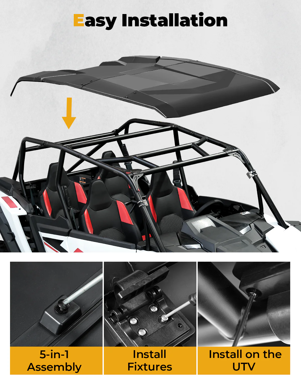 5-in-1 Hard Plastic Roof for Polaris RZR XP4 1000 (4 Doors) 2024-2025 - Image 2
