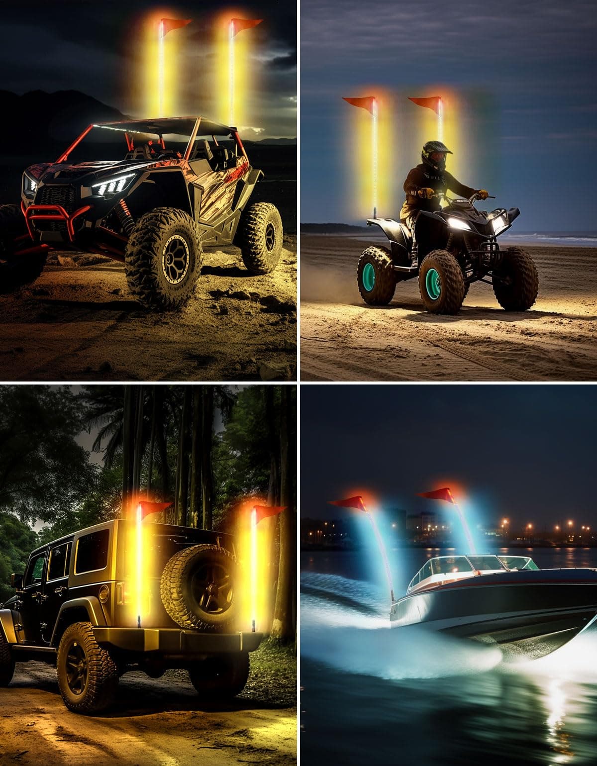 5FT 2PCS Bendable Whip Lights RF Wireless Remote for UTV/ATV/Boat - Image 8