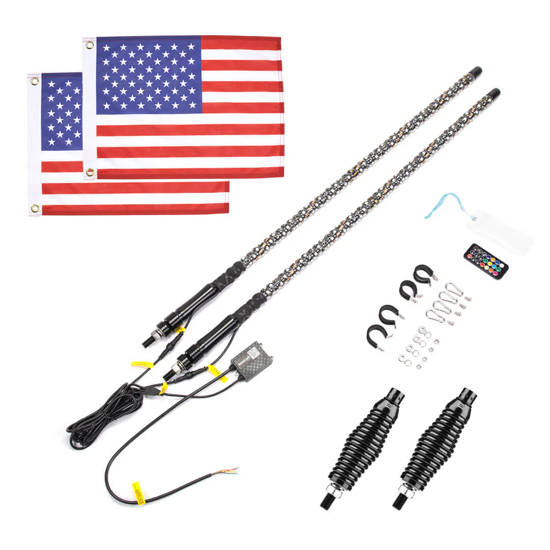 UTV ATV 5FT 2PCS Spiral Whip Light Bluetooth Control w/ Turn Signal Function - Image 11